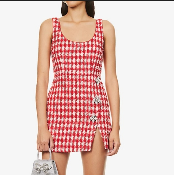Self-Portrait Dresses & Skirts - Self-Portrait,Sparkling Red And White Mini Houndstooth Dress.🥰